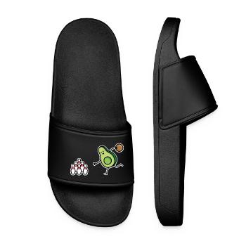 Lustige Avocado Bowling, Bowler, kegeln, Kegler - Frauen Badelatschen - Schwarz - Vorne