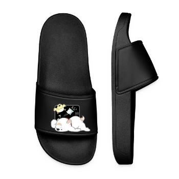 Dog Korean - Japanese Style 04B - Women’s Pool Sliders - black - Front