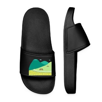 Le printemps dans les champs de canola de Jeju et Hallasan - Claquettes Femme - noir - Devant
