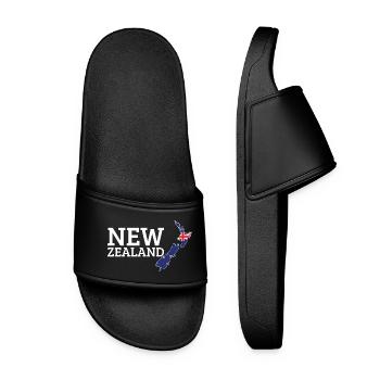 New Zealand Cool New Zealander Flag - Women’s Pool Sliders - black - Front