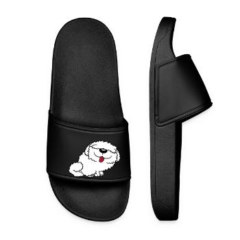 Funny bobtail dog - Women’s Pool Sliders - black - Front