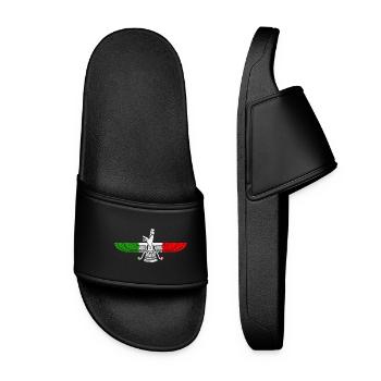 Farvahar logo | Iranian ancient symbol - Women’s Pool Sliders - black - Front