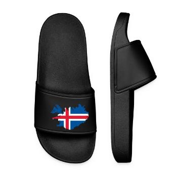 Island Flagge Landkarte - Frauen Badelatschen - Schwarz - Vorne