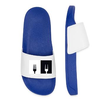 Plastique métal. Metal Fan Fourche cadeau musique - Claquettes Femme - bleu roi - Devant