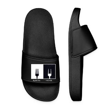 Plastic Metal Vinatge Gift Music Fork - Women’s Pool Sliders - black - Front