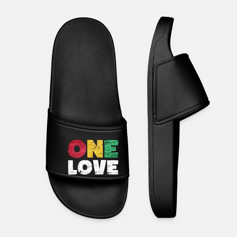 One Love Reggae Music - Women’s Pool Sliders - black