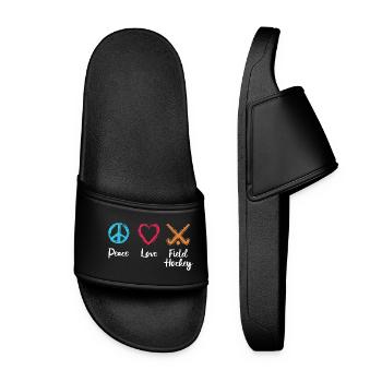 Peace Love Field Hockey - Women’s Pool Sliders - black - Front