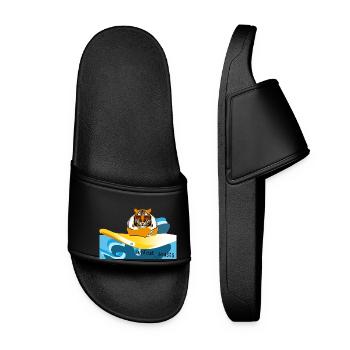 Tiger auf einem Surfbrett - Frauen Badelatschen - Schwarz - Vorne