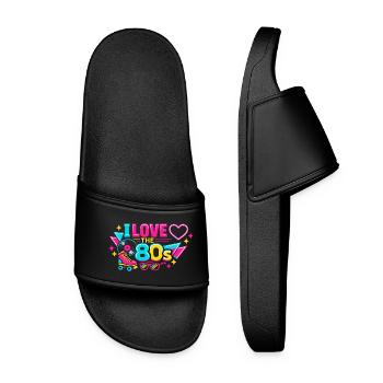 Ich liebe die 80er Neon - Frauen Badelatschen - Schwarz - Vorne