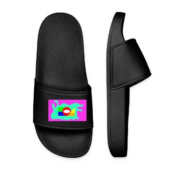Néon en collage géométrique de blocs de couleur - Claquettes Femme - noir - Devant