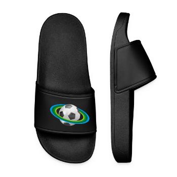Fußball Ringe, Soccer, - Frauen Badelatschen - Schwarz - Vorne