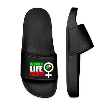 Women life freedom - Frauen Badelatschen - Schwarz - Vorne