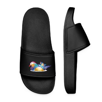 Colourful mandarin duck on the water – colourful elegance - Women’s Pool Sliders - black - Front