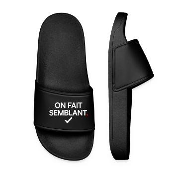 PRETEND | Office Humor - Women’s Pool Sliders - black - Front