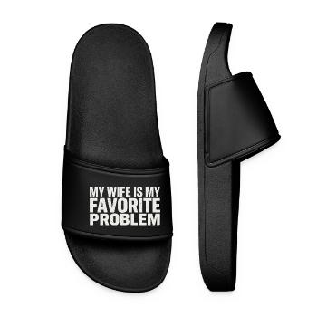 My wife is my favorite problem - Women’s Pool Sliders - black - Front