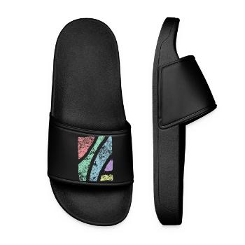 Muster Pastell Farben - Muster Abstrakt Ornament - Frauen Badelatschen - Schwarz - Vorne