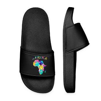 Afrika bunt - Frauen Badelatschen - Schwarz - Vorne