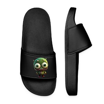 Happy Halloween cute monster tongue out scary funn - Women’s Pool Sliders - black - Front