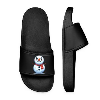 Snowman Schneemann - Frauen Badelatschen - Schwarz - Vorne