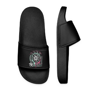 JDM Drift Rim – Tuning & Racing Art - Women’s Pool Sliders - black - Front