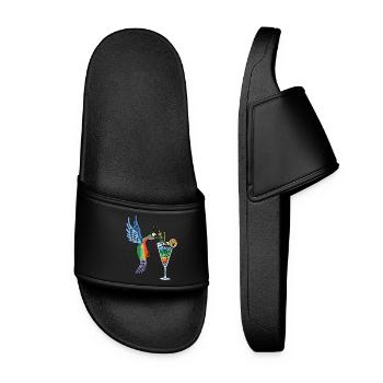 Kolibri und Cocktail - Frauen Badelatschen - Schwarz - Vorne