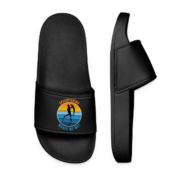 Retro Spearfishing Makes Me Wet Humor Design - Women’s Pool Sliders - black - Front