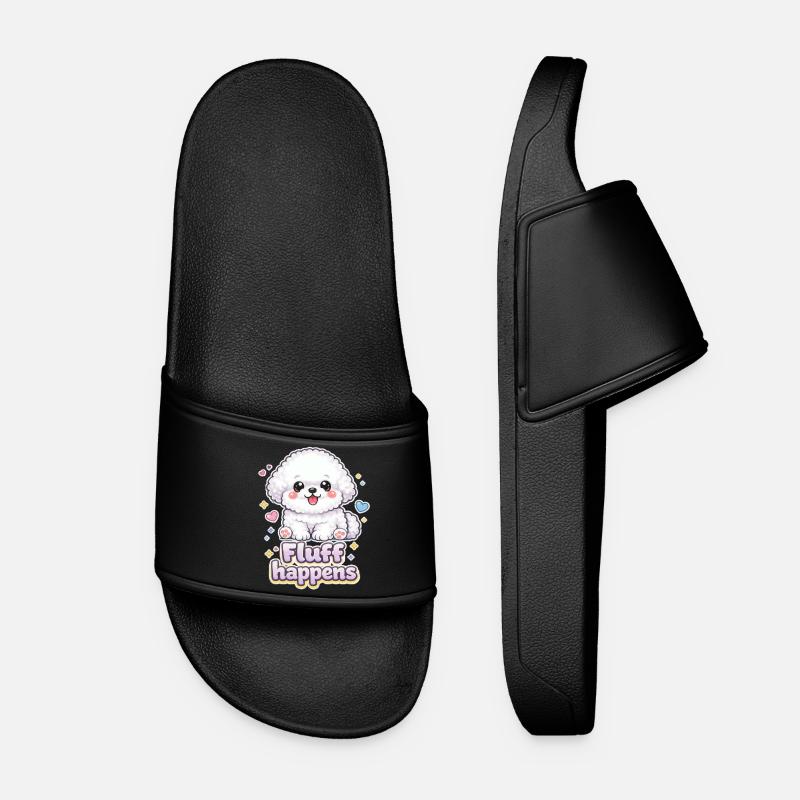 Le fluff arrive – design de chien kawaii Bichon - Claquettes Femme - noir