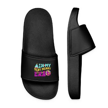 Christmas Xmas Saying In My Very Merry Era - Women’s Pool Sliders - black - Front