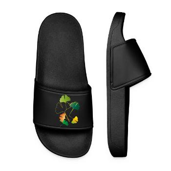 autumnal ginkgo leaves sometimes only outlines - Women’s Pool Sliders - black - Front