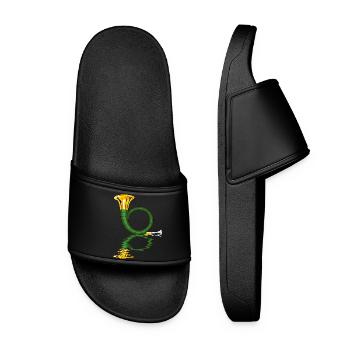 hunting horn hunters blow musicians - Women’s Pool Sliders - black - Front