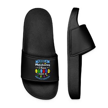 I have autism - Women’s Pool Sliders - black - Front