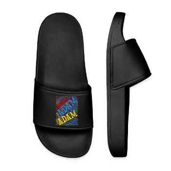 Adam t-shirt word cloud t-shirt gift idea - Women’s Pool Sliders - black - Front