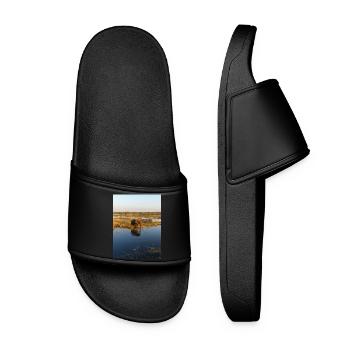 éléphants à l’eau en Namibie Afrique - Claquettes Femme - noir - Devant