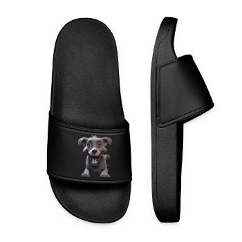 Grinning Grey Pup Adventure - Women’s Pool Sliders - black - Front