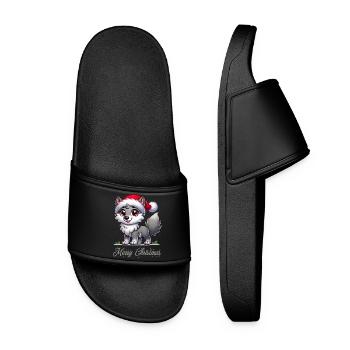Wolf Merry Christmas - Women’s Pool Sliders - black - Front