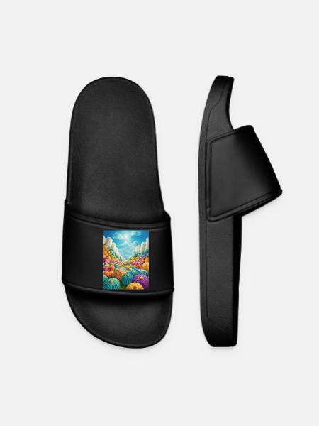 Knitting on Heavens Door - Women’s Pool Sliders - black