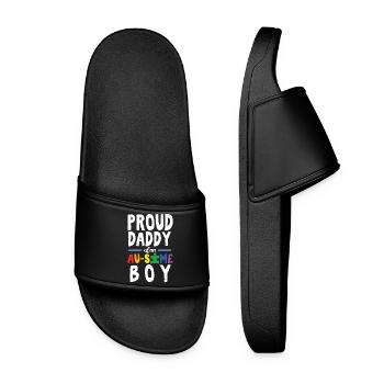 Autism Proud Daddy of an Au Some Boy - Women’s Pool Sliders - black - Front