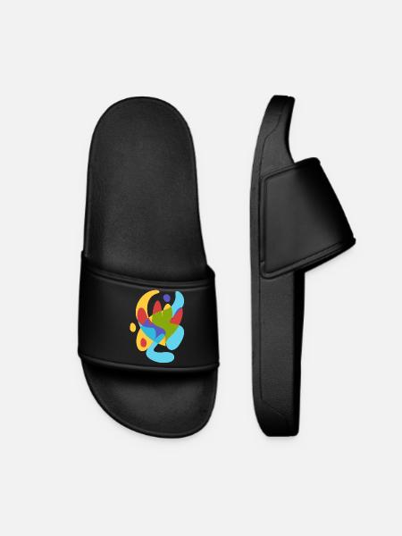 abstract summer tropical flora - Women’s Pool Sliders - black