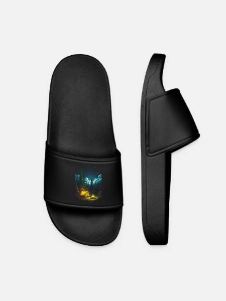 Starry Night Campfire Forest Scene - Women’s Pool Sliders - black