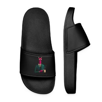 Demon in suit with coffee - Women’s Pool Sliders - black - Front