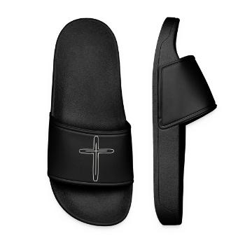 Kreuz - Frauen Badelatschen - Schwarz - Vorne