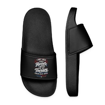 Horror Therapy Movie Night Design - Women’s Pool Sliders - black - Front