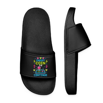 Insert Coin To Continue Retro Gaming - Women’s Pool Sliders - black - Front