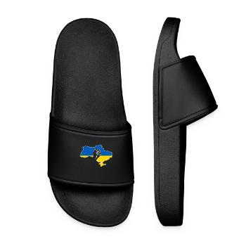 Ukraine Faust Flagge stolz Geschenk Heimat Kiew - Frauen Badelatschen - Schwarz - Vorne