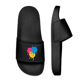 Three bright color spots in graffiti style - Women’s Pool Sliders - black - Front