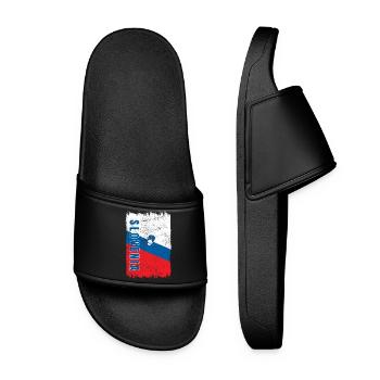 Slovenia vintage flag - Women’s Pool Sliders - black - Front