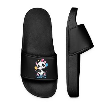Ours panda mignon - Claquettes Femme - noir - Devant