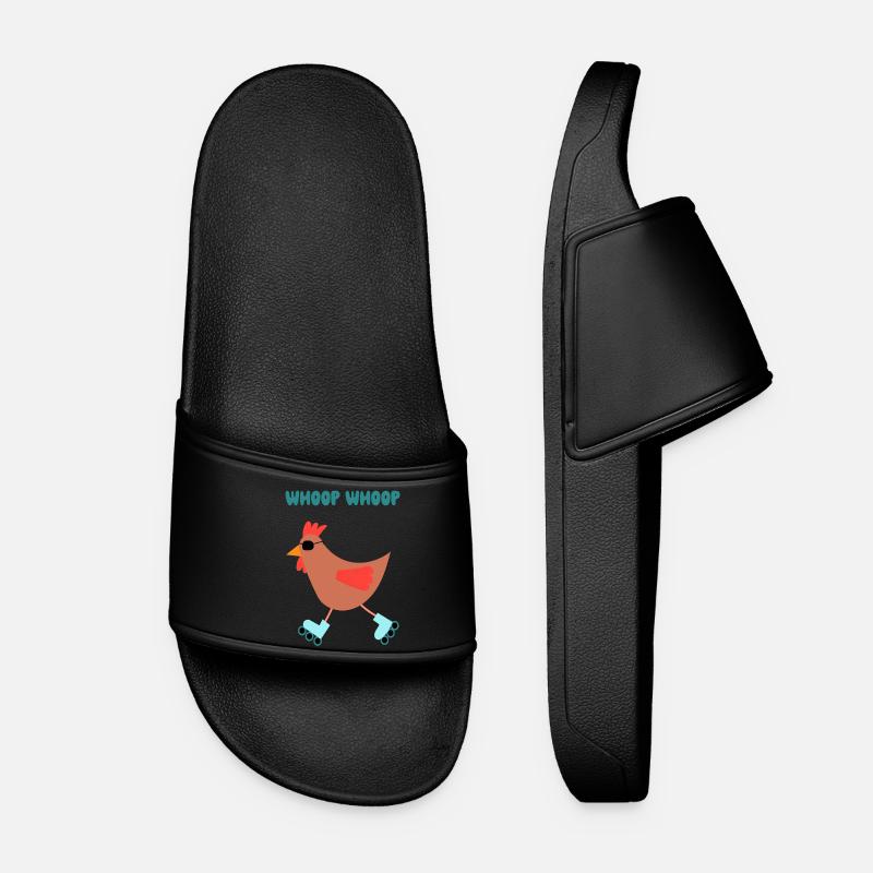 Cool chicken on rollerblades – casual style - Women’s Pool Sliders - black