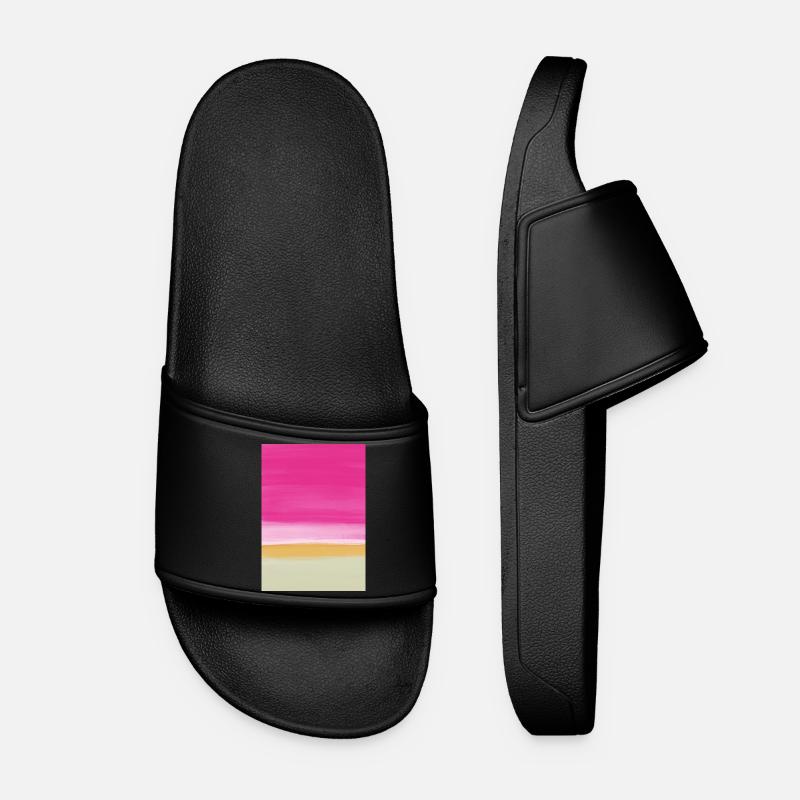 Line study pink yellow - Women’s Pool Sliders - black