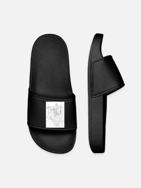 Isolated Craziness, Black and White variant - Women’s Pool Sliders - black